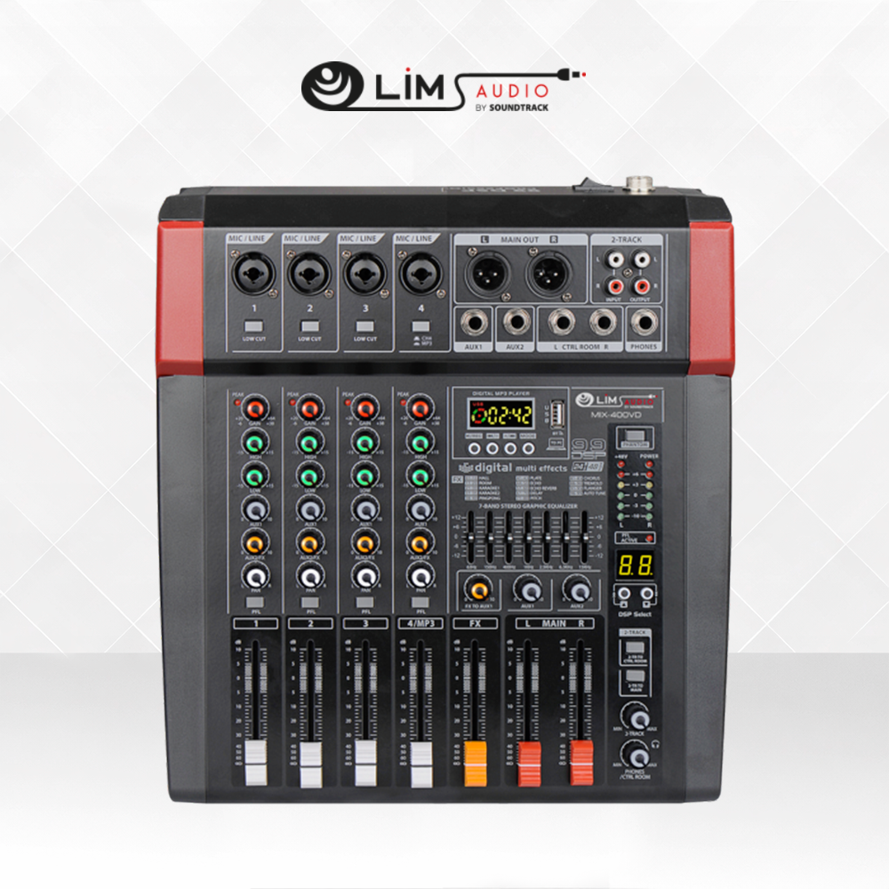 MIX-400VD Professional Active Mixer – 350W Powered Mixer with DSP Effects, Bluetooth & USB | SOUNDTRACK USA